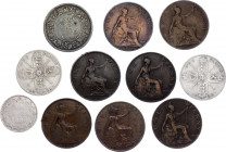 World Lot of 11 Coins 1862 - 1921
With Silver; Various Countries, Dates & Denominations