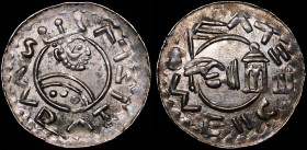 Bohemia Vratislaus I Denar 1085 - 1092 (ND)
Sme# 165b; Silver 0.75g 17mm; Mint Luster; UNC