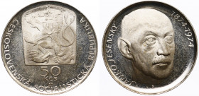 Czechoslovakia 50 Korun 1974 Proof
KM# 81; Silver, Proof; Mintage 5000; 100 Years - Birth of Janko Jesenský