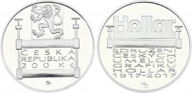 Czech Republic 200 Korun 2017
Silver (.925) 13g 31mm; Proof; 100th Anniversary of the Foundation of Hollar, the Association of Czech Graphic Artists;...