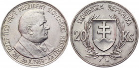Slovakia 20 Korun 1939
KM# 3; Silver 14,82g.; Independence; AUNC