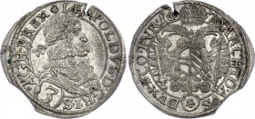 Austria 3 Kreuzer 1670 Error
KM# 1169; Silver; Vienna; Leopold I; Clipped Coin Error; Luster remains