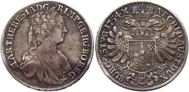 Austria 1/2 Taler 1754
KM# 1797; Silver 13,95g.; Mint: Graz; Maria Theresia (17...