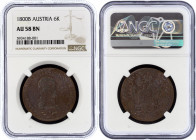 Austria 6 Kreutzer 1800 B NGC AU 58 BN
KM# 2128; Franz II