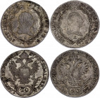 Austria 2 x 20 Kreuzer 1815 & 1818 A
KM# 2142; Silver; Franz I