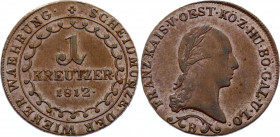 Austria 1 Kreuzer 1812 B
KM# 2112; Franz I