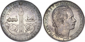 Austria 2 Vereinsthaler 1857 Südbahn RRR
Herinek# 821; J# 320; Dav# 20; Thun# 444; KM# 2246.2, Fruehwald# 1900; Franz Joseph I (1848-1916) 2 Vereinst...