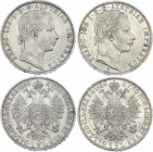 Austria 2 x 1 Florin 1858 & 1860 A
KM# 2219; Silver; Franz Joseph I
