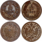 Austria 2 x 5/10 Kreuzer 1861 B & 1885
Franz Joseph I; XF & UNC