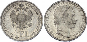 Austria 1/4 Florin 1860 B
KM# 2214; Silver; Franz Joseph I; UNC