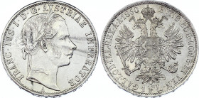 Austria 1 Florin 1860 A
KM# 2219; Silver; Franz Joseph I; UNC with hairlines