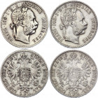 Austria 2 x 1 Florin 1877 & 1878
KM# 2222; Silver; Franz Joseph I