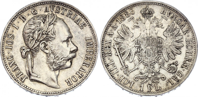 Austria 1 Florin 1886
KM# 2222; Silver; Franz Joseph I; XF