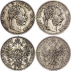 Austria 2 x 1 Florin 1891 & 1892
KM# 2222; Silver; Franz Joseph I