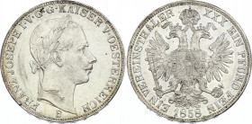 Austria 1 Vereinsthaler 1858 B
KM# 2244; Silver; Franz Joseph I; aUNC with hairlines; Prooflike Obverse