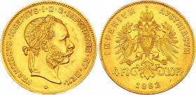 Austria 4 Forint - 10 Francs 1892
KM# 2260; Gold (.900) 3,23g.; Restrike; Franz Joseph I; UNC