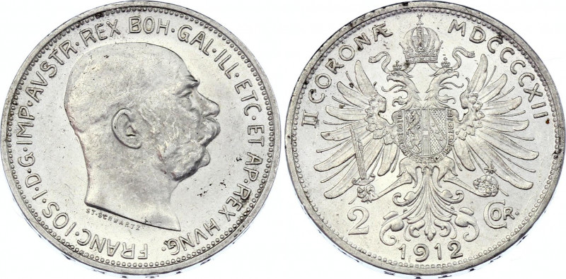 Austria 2 Corona 1912
KM# 2821; Silver; Franz Joseph I; UNC