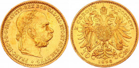 Austria 10 Corona 1896
KM# 2805; Gold (.900) 3.38g 19mm; Franz Joseph I