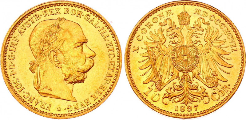 Austria 10 Corona 1897
KM# 2805; Gold (.900) 3.38g 19mm; Franz Joseph I