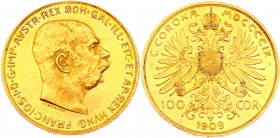 Austria 100 Corona 1909
KM# 2819; Gold (.900) 33,88g.; Franz Joseph I; UNC