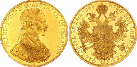 Austria 4 Ducat 1861 A
Herinek 13, Friedberg 485, Novotný 114; Franz Joseph I. Wien, Mintage 7664 only. Gold, 13.84g, 39.5mm. AUNC with mint luster. ...