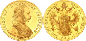 Austria 4 Ducat 1901
KM# 2276; Gold (.986) 13.96 g., 40 mm; Franz Joseph I