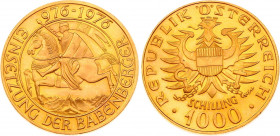 Austria 1000 Schilling 1976
KM# 2933; Gold (.900) 13,50g.; Babenberg Dynasty Millennium; UNC