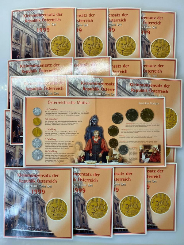 Austria Lot of 20 Coin Sets 1999
Each Set Contains: 10 - 50 Groschen 1 - 5 - 10...