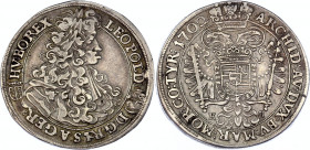 Hungary 1/2 Taler 1702 KB
KM# 251; Silver; Leopold I; XF