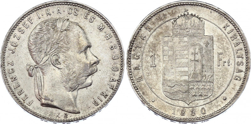 Hungary 1 Forint 1880 KB
KM# 465; Silver; Franz Joseph I; XF