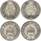 Hungary 2 x 10 Filler 1894
KM# 482; Franz Joseph I; UNC