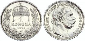Hungary 1 Korona 1915 KB
KM# 492; Silver; Franz Joseph I; UNC with hairlines