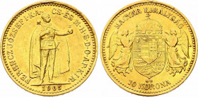 Hungary 10 Korona 1905 KB
KM# 485; Franz Joseph I; Kremnitz Mint; Gold (.900) 3.39g.; XF-AUNC