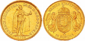 Hungary 10 Korona 1906 KB
KM# 485; Gold (.900) 3.38g 19mm; Franz Joseph I