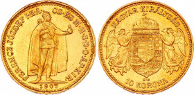 Hungary 10 Korona 1907 KB
KM# 485; Gold (.900) 3.38g 19mm; Franz Joseph I