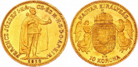 Hungary 10 Korona 1910 KB
KM# 485; Gold (.900) 3.38g 19mm; Franz Joseph I