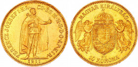 Hungary 10 Korona 1911 KB
KM# 485; Gold (.900) 3.38g 19mm; Franz Joseph I