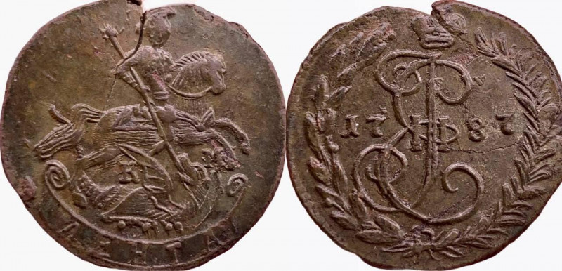 Russia Denga 1787 КМ
Bit# 826; 0,85 Roubles by Petrov; Conros# 223/17; 4,1g; XF...