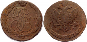 Russia 5 Kopeks 1766 EM
Bit# 612; Conros# 180/6; Copper 49,71g.; Catherine II; VF