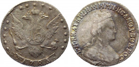 Russia 15 Kopeks 1785 СПБ
Bit# 444; Conros# 148/121х; 1 Rouble by Petrov; Silver 3,64g; Edge - rope; XF+