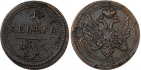Russia Denga 1803 ЕМ R
Bit# 323 R; Copper 4,78g.; Very rare this condition; coin from an old collection