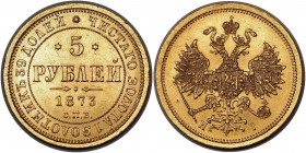 Russia 5 Roubles 1873 СПБ НI
Bit# 21; Gold 6,54g.; UNC