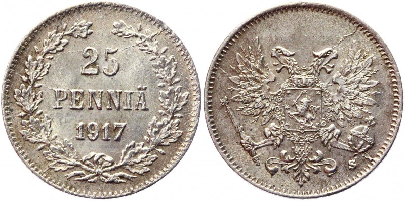 Russia - Finland 25 Pennia 1917 S
Bit# GSF2; Conros# 486/29; Silver 1.26g.; UNC