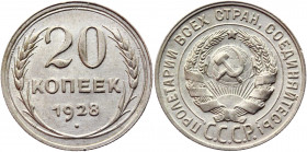 Russia - USSR 20 Kopeks 1928 
Y# 88; Silver 3.55g.; UNC