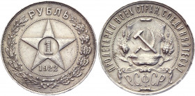 Russia - USSR 1 Rouble 1922 АГ Key Date
Y# 84; Silver 19,88g.; XF+