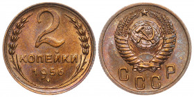 Russia - USSR 2 Kopeks 1956 
Y# 113; Al-Br; UNC
