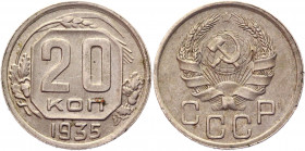 Russia - USSR 20 Kopeks 1935 
Y# 104; Copper-Nickel 3.54g.; XF-UNC