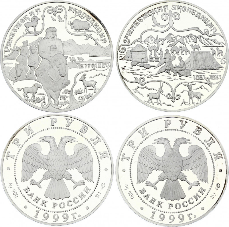 Russian Federation 2 x 3 Roubles 1999 
Silver Proof, The First and the Second R...