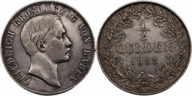 German States Baden 1/2 Gulden 1863
KM# 243; Silver 5,28g.; Friedrich I; XF