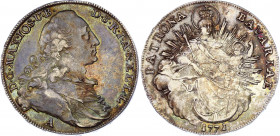 German States Bavaria Taler 1771 A
KM# 519.2; Hahn# 330; Dav. 1954; Silver 27,73g.; Maximilian III Josef; Mint: Amberg; UNC
